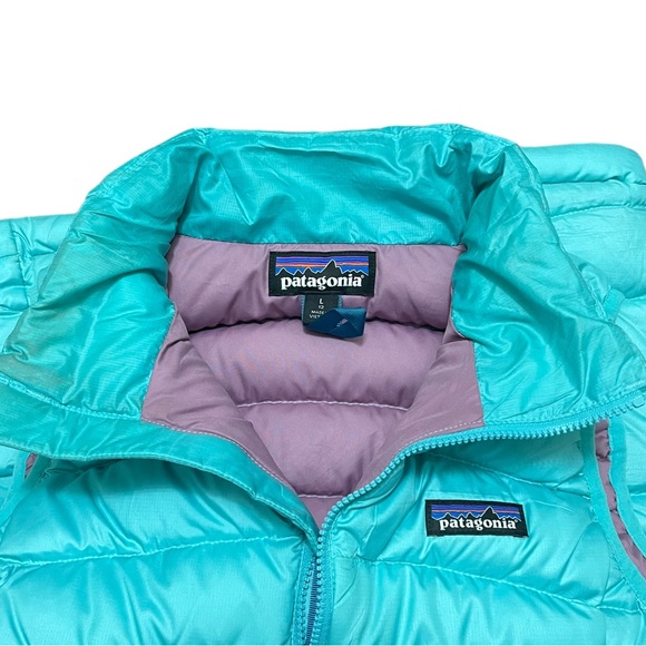 Patagonia Girls Down Sweater Puffy Vest Teal Purple Size Large (12) - Picture 3 of 15